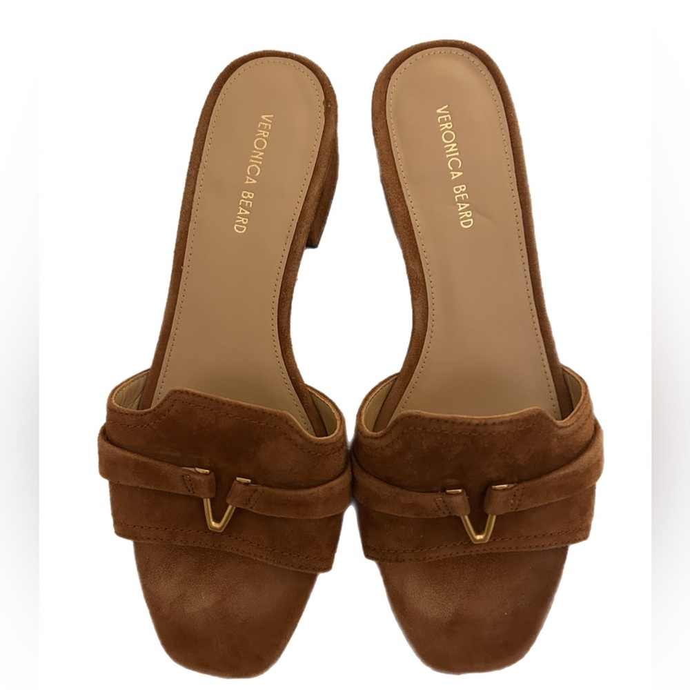 Veronica Beard Annette Suede Medallion Mule Sandals - Picture 5 of 5